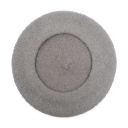 ZLYC Wool French Beret Hat Solid Color Classic Artist Cap for Women - color: Gray