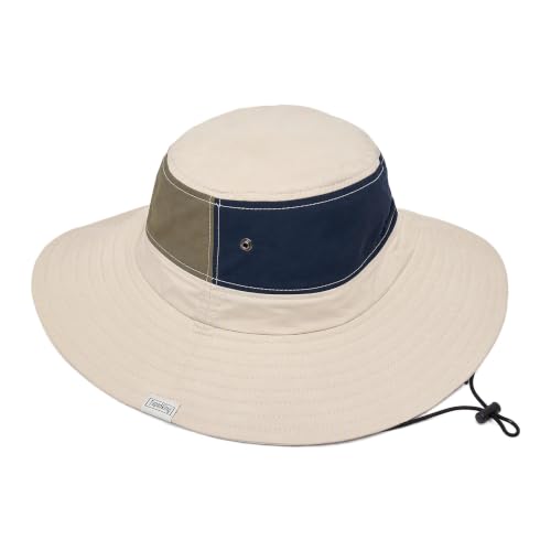 Unisex Waterproof Bucket Hat with Chin Strap UPF 50+ Two-Tone Quick Dry Safari Hat, Packable Sun Hat & Fishing Hats for Men Women Creamy White