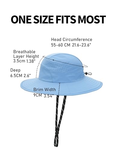 UPF50+ Bucket Hat, Wide Brim Sun Cap - color: Airy Blue
