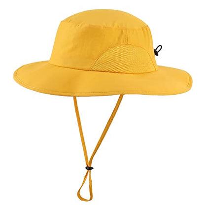 Home Prefer UPF50+ Mens Sun Hat Wide Brim Fishing Hat for Men UV Protection Womens Beach Bucket Hat for Golf Hiking Gardening - color: Yellow