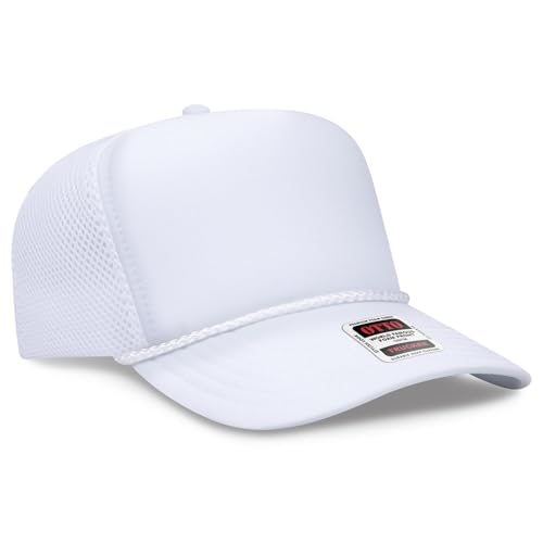 OTTO Cap 5 Panel High Crown Air Mesh Back Trucker Hat | Bulk Packs - color: 016 - White