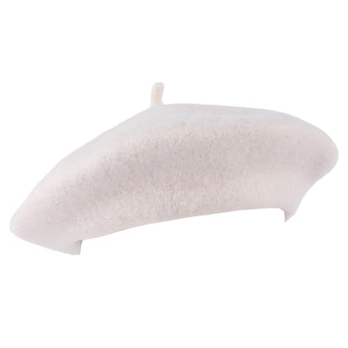 ZAKIRA Wool French Beret for Men & Women, Plain - color: Off-white