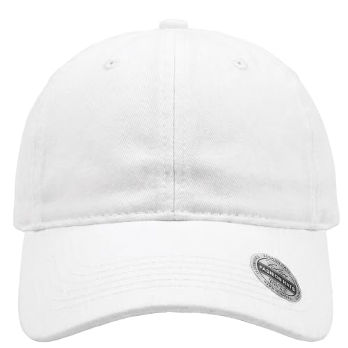 Falari Vintage Washed Cotton Baseball Caps, Original Classic Adjustable Size Low Profile Unconstructed Distressed Dad Hat - color: 1pk - White