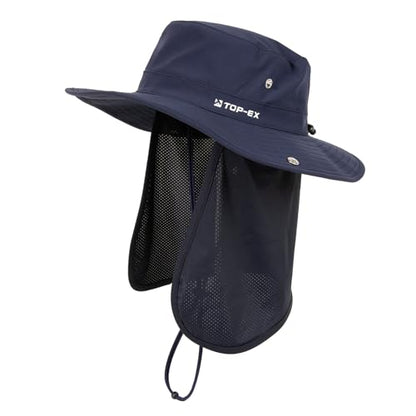 Unisex UVCoolix™ Cooling Sun Hat with Detachable Neck Flap - color: Navy Blue, size: Medium-Large