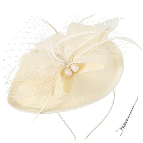 AQOKKA Women Fascinators Hats Flower Mesh Feathers Headband Clip - color: 1 Pc Church Fascinators : Black