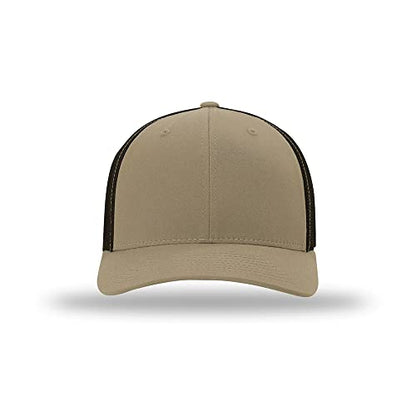 Richardson 110 Trucker R-Flex Baseball Cap| Fitted Mesh Back Hat - color: Khaki/Coffee, size: Small-Medium