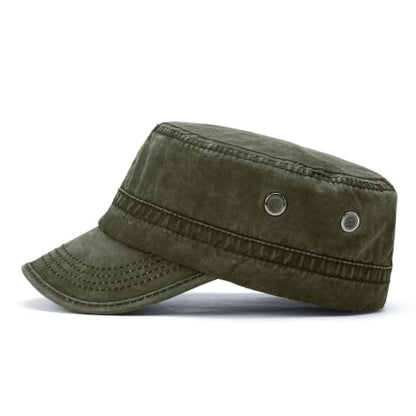 2 Pack Military Caps for Men Women, Washed Cotton Cadet Army Hats - color: Army Green+navy