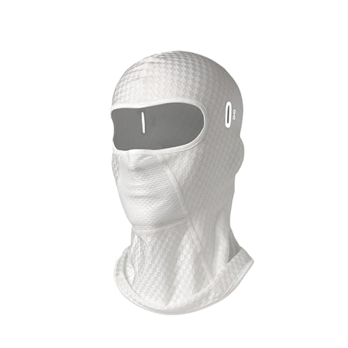 Summer Balaclava Face Mask with Glasses Holes Cooling Mesh Full Head Mask Face Cover Neck Cover for Men Women - color: White