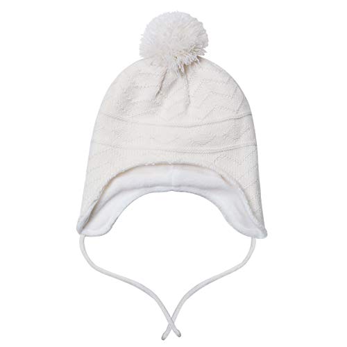 jerague Hats and Gloves Set for Kids Toddler Baby Girls Boys Warm Earflap Beanie Fleece Hats Mittens - color: White, size: 1-3T
