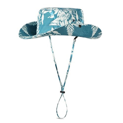 Printed Bucket Hat UPF 50+ Sun Hat, Women Men Roll-Up Brim Boonie Hat - color: Sky Blue
