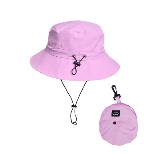 Honnesserry Bucket Hats for Woman Men Outdoor UV Sun Protection Hat Nylon - color: Light Purple