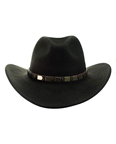 NYFASHION101 Men's Crushable Designed Band Large Brim Wool Outback Fedora Hat - size: Large