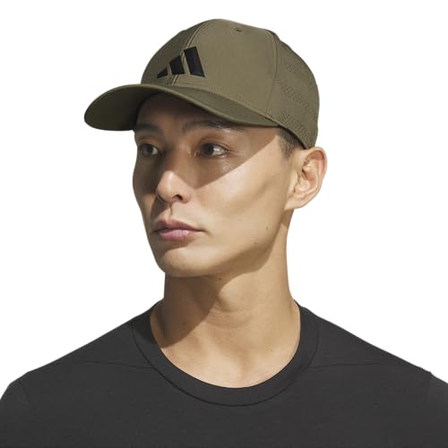 adidas Men's Gameday Stretch Fit Hat - color: Olive Strata Green/Black/5, size: Small-Medium