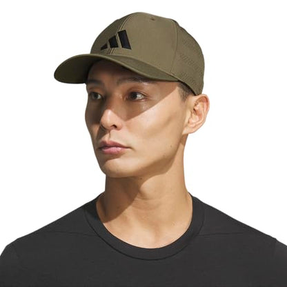 adidas Men's Gameday Stretch Fit Hat - color: Olive Strata Green/Black/5, size: Small-Medium