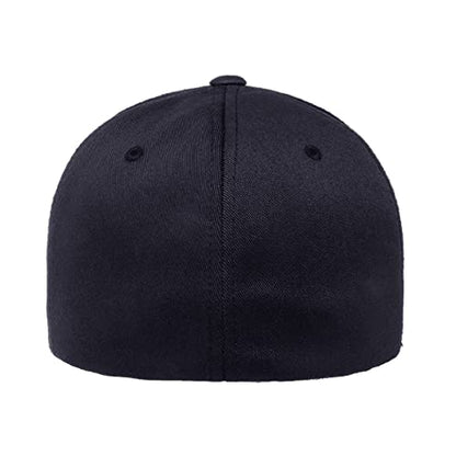 Flexfit Wooly Combed 6-Panel Structured Baseball Cap | Stretch Fitted - color: Dark Navy, size: XX-Large