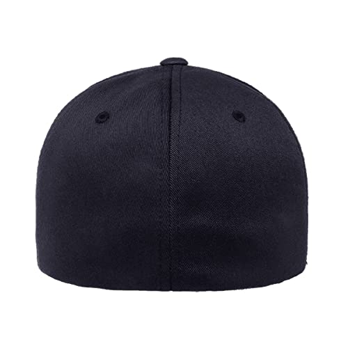 Flexfit Wooly Combed 6-Panel Structured Baseball Cap | Stretch Fitted - color: Dark Navy, size: Small-Medium