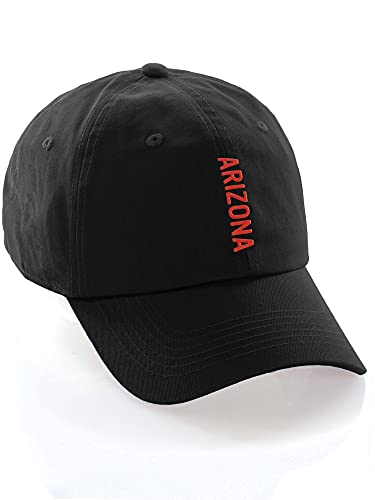 Daxton Vertical USA Cities Baseball Dad Hat Unstructure Low Profile Strapback - color: Arizona Black Red