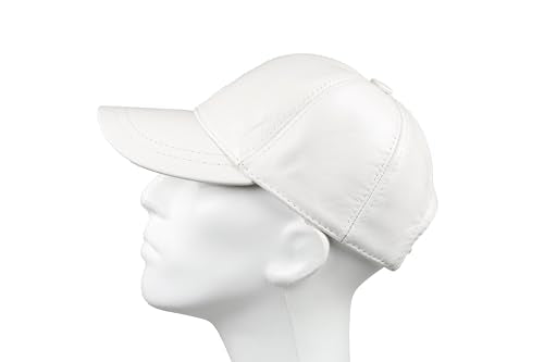 Genuine Leather Unisex Baseball Cap - color: Pearl White