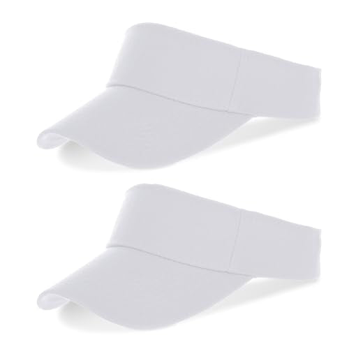 Topbuti 2 Pcs Visors for Women Men Sports Sun Visor Hats Cotton Tennis Golf Visor Hat UV Protection Summer Beach Baseball Cap - color: White