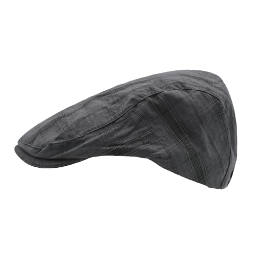 ZLYC 남성용 여름 플랫 캡 Scally Ivy Gatsby Newsboy Beret Driver Cabbie 사냥 모자 - color: 격자 무늬 그레이