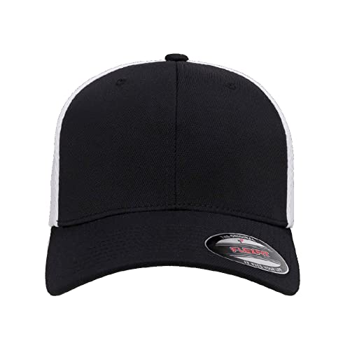 Flexfit 6533 Ultrafibre & Airmesh Lightweight Stretch-Fitted Cap - color: Black/White, size: Small-Medium