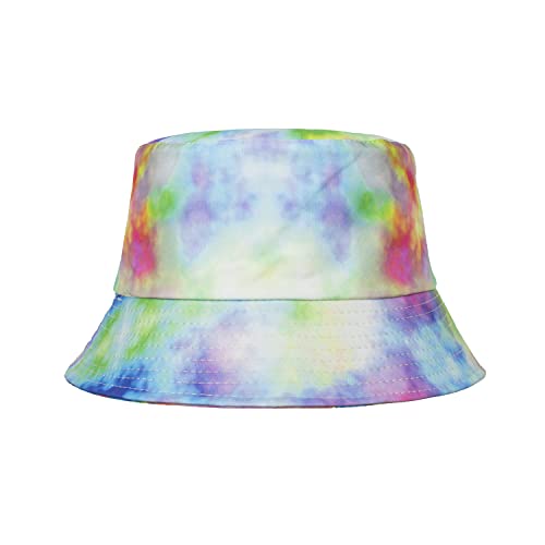 TOPTIE Reversible Tie Dye Bucket Hat, Cotton Sun Hat for Adults - color: Dye Green/Colorful