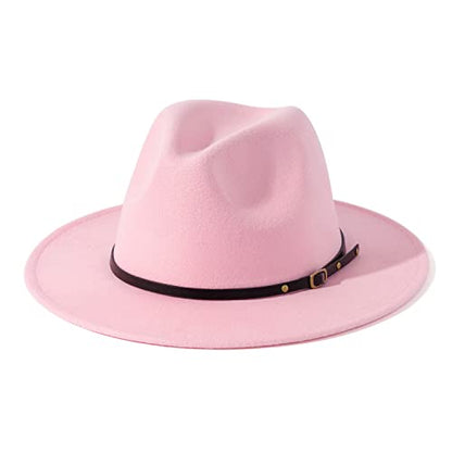 Lisianthus Women Belt Buckle Fedora Hat - color: Pink