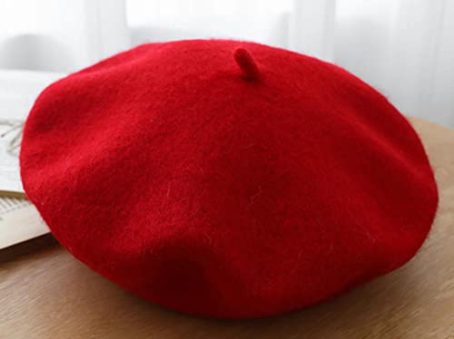 Kids Girls French Beret Hat Artist Hat Solid Warm Beanie Cap Winter Autumn - color: Red