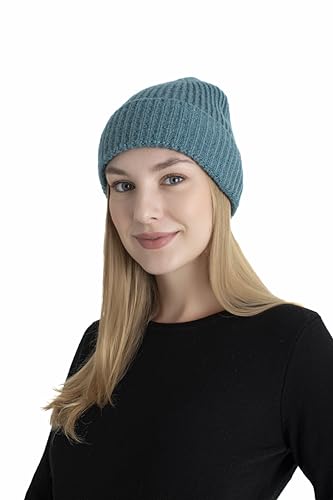 Seamless Beanie Cap, Acrylic Unisex Winter Beanie - color: Aqua