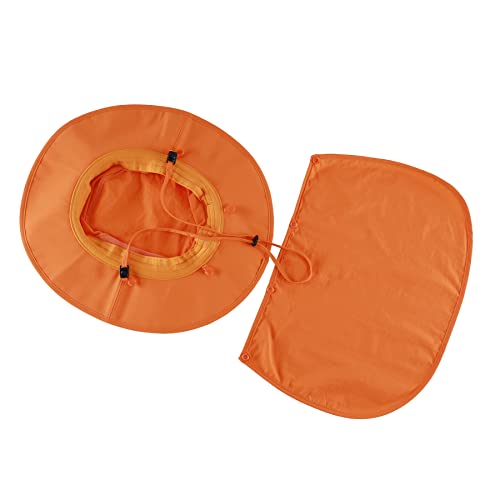Home Prefer Outdoor UPF50+ Mens Sun Hat with Neck Flap Womens UV Protection Hat Wide Brim Safari Fishing Hiking Gardening Hat - color: Orange