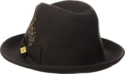 Stacy Adams Men's Wool Felt Pinch Front Fedora Hat - color: Chocolate, size: X-Large