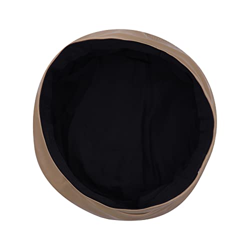 Women Classic PU Leather French Beret Beanie Hat Pumpkin Cap - color: Khaki 2#