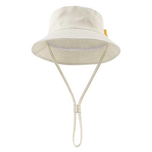 JANGANNSA Cotton Baby Sun Hat Infant Toddler Boys Girls Bucket Hats Summer Sun Protection Kids Beach Caps - color: Beige+green, size: 1-2T