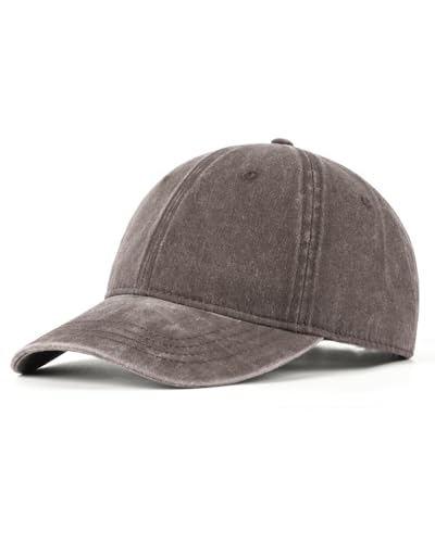 Zylioo XXL Baseball Cap for Big Heads Men Women, Washed Denim Dad Hat - color: Coffee, size: Large