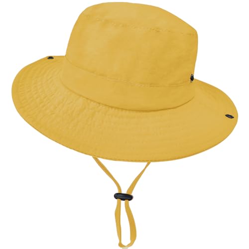 ZOORON Kids Sun Hat UPF 50+ Quick Dry Bucket Safari Hat for Girls and Boys - color: Yellow