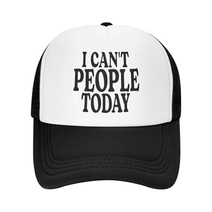 Funny Trucker Hats for Women Country Women's Trucker Hats Breathable Mesh Summer Caps Adjustable Pink Hats - color: I Can't People Today-black