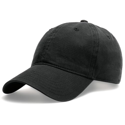 FURTALK Unisex Vintage Unstructured Baseball Cap Washed Cotton Dad Hat - color: Black, size: Medium-Large