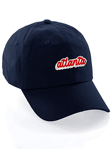 Classic Unstructured USA Cities Baseball Dad Hat 3D Raised PVC Letters Cap - color: Atlanta Navy - White Red