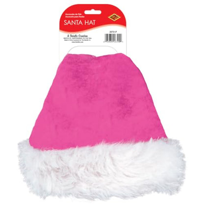 Beistle Plush Hats - Party Hats for Birthday & Holiday Theme Parties: Christmas - Santa - color: Cerise