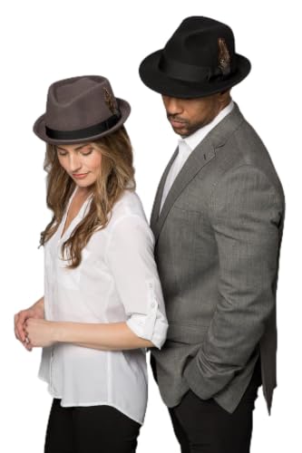 Hats in the Belfry Trilby Men/Women Snap Brim Vintage Dress Fedora Hat 100% Wool - color: Black, size: Medium