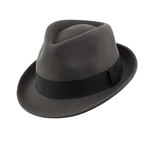 Home Prefer Men's Wool Felt Winter Hat Short Brim Fedora Hat - color: Dark Grey, size: 7 3/8