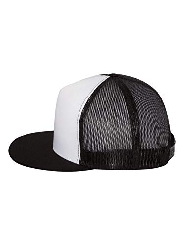Yupoong Flexfit 6006,6006T,6006W 5 Panel Classic Trucker Snapback Hat Cap - color: Black/ White/ Black