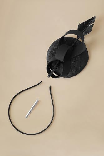 BABEYOND Fascinators Hats for Women Pillbox Feather Derby Tea Party Hat - color: Black