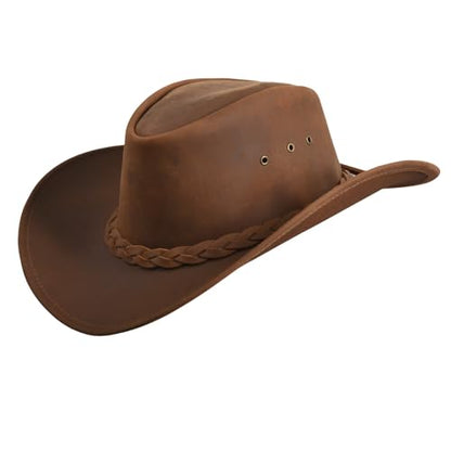 Unisex Leather Cowboy Hat Lightweight Handcrafted Western Shapeable Wide Brim | Western Hats for Men Black - size: Large