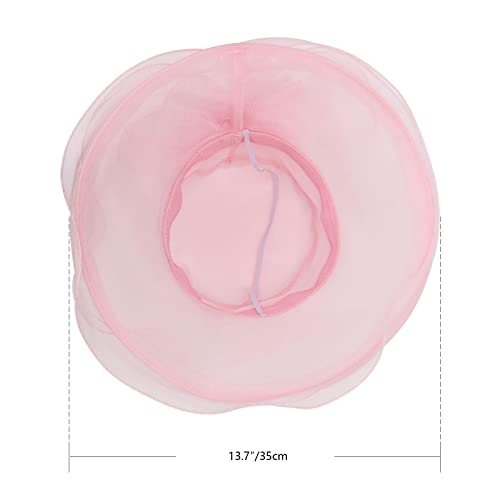 AQOKKA Women Organza Church Fascinators Kentucky Derby Hats for Women and Girls Wedding Flower Tea Party Hat with Wide Brim - color: Simulated Flower : Pink
