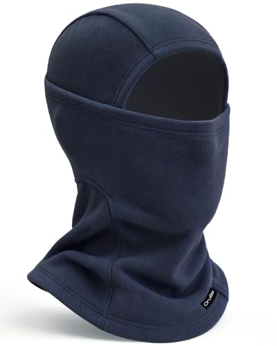 Balaclava Ski Mask for Men Women, Warm Fleece Face Mask Full Cover for Cold Weather Skiing Cycling, Ponytail Friendly - color: Navy