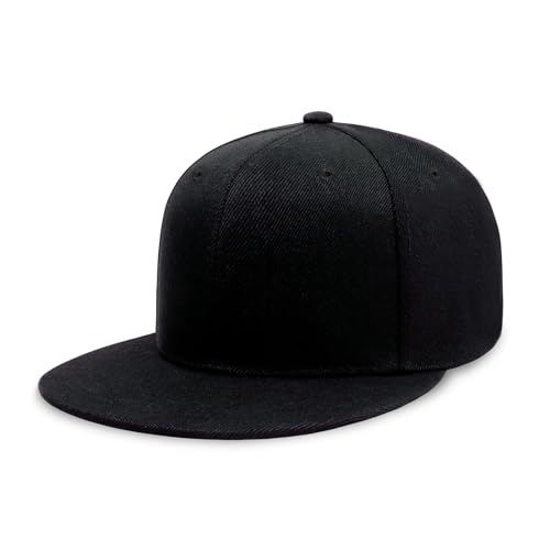 CHOK.LIDS Classic Snapback Flat Bill Hat Blank Adjustable Baseball Cap - color: Black