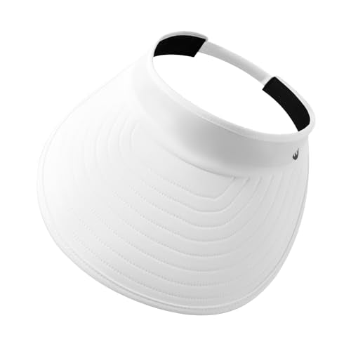 WANDER Sun Visor Hat Wide Brim Packable Large Beach Cap for Women - color: White