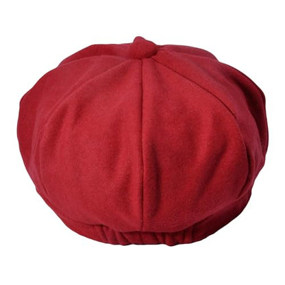 ZLYC Women Classic Newsboy Cap Visor 8 Panel Gatsby Cabbie Paperboy Hat - color: Red