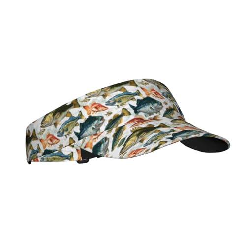 Unisex Adjustable Sports Sun Visor - color: Fish